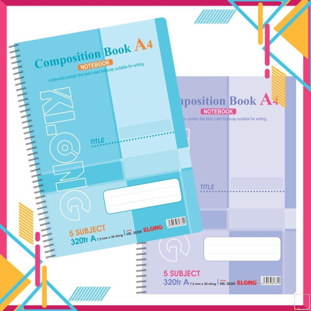 [Sổ vở đẹp] Sổ lò xo KLONG 320tr A4 Compostion Book, 5 Subiject; MS: 382 []