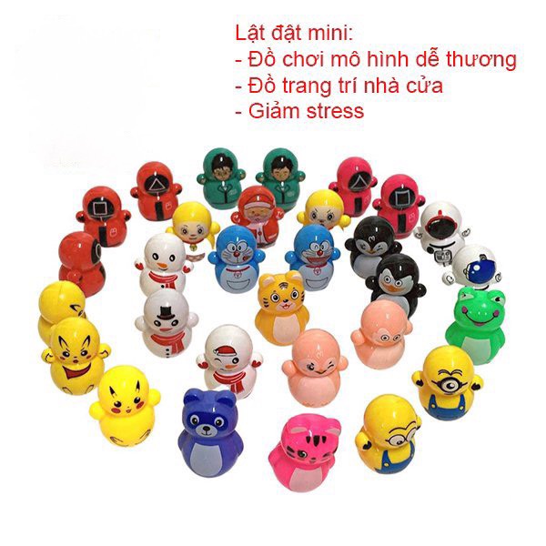 Lật đật squid game mini, đồ chơi lật đật mini doraemon cho bé cute dễ thương giá rẻ