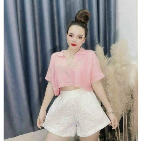 Áo tay ngắn croptop cổ V cực hot (a15