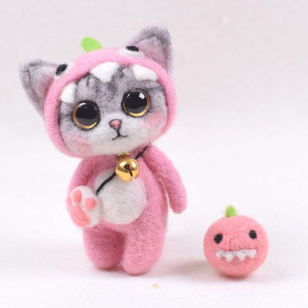 REBUY1 Móc Khóa Hình Mèo Hoạt Hình Bằng Len Dễ Thương Không Cần Hoàn Thành