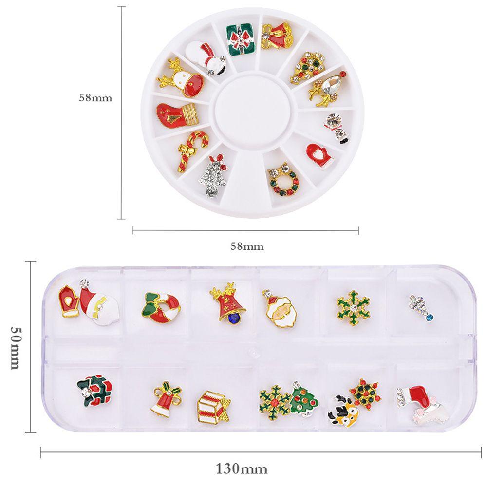 Set 12 Phụ Kiện Trang Trí Móng Tay Nghệ Thuật Họa Tiết Giáng Sinh 3D Bằng Hợp Kim