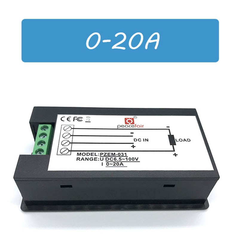 20A / 50A / 100A DC 6.5-100V Vôn kế LCD kỹ thuật số Ampe kế 4 trong 1 Điện áp DC Dòng điện Công suất Đồng hồ đo năng lượng với Shunt