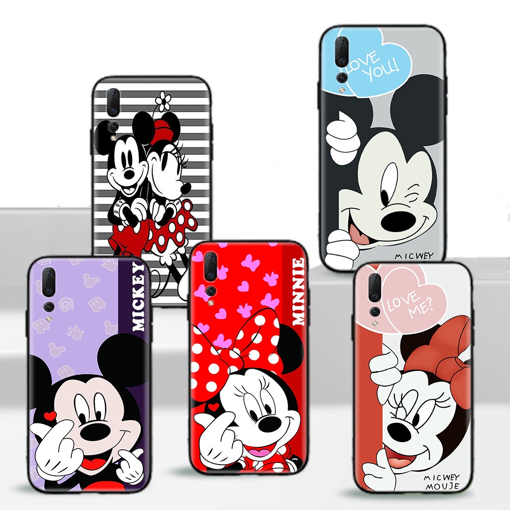 DSB-128 Mickey và Minnie CP Đen Mềm TPU Ốp Lưng Tương Thích Cho Realme Narzo 9 9I 20 XT 8I 8 50I 30A
