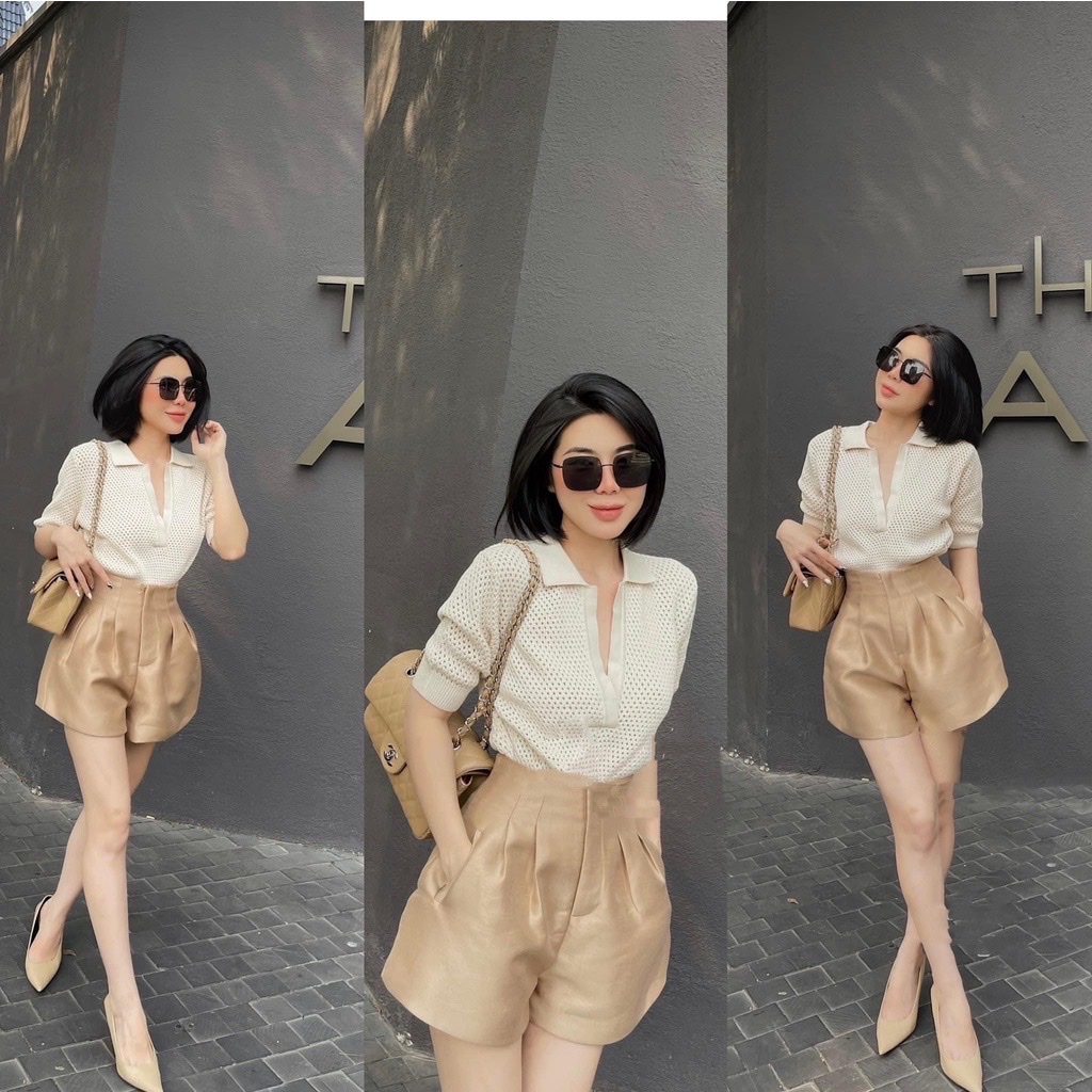 Áo lưới nữ SLIKY cổ polo 2 màu siêu xinh-APL01