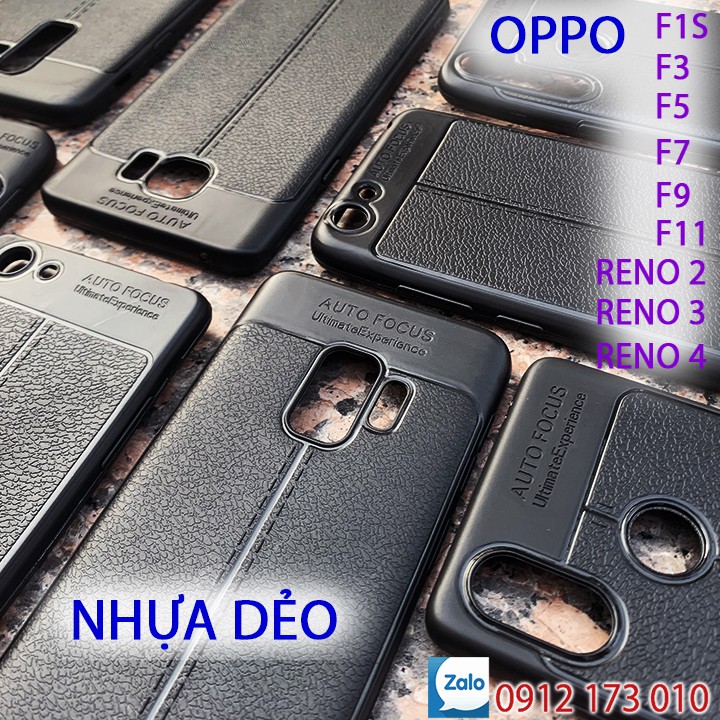 Ốp lưng OPPO F1S, F3, F5, F7, F9, F11, F11, Reno 2F, Reno 3 Pro, 4 Pro nhựa dẻo - vân da chống sốc