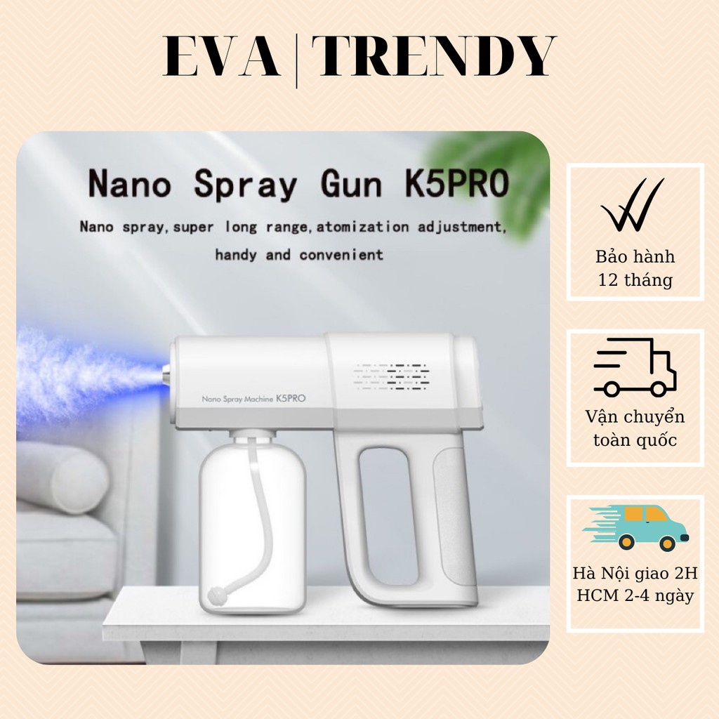 [SP BẢO VỆ SỨC KHỎE] Súng Khử Khuẩn Phun Xịt Khử Sát Trùng Nano K5 Hàng Chuẩn In Laser UV (QA.HOME)