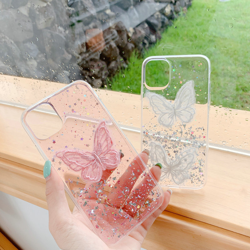 Ốp lưng OPPO A91 A83 A71 A57 A39 A37 A37F F11 F9 F7 F5 F1S Reno 3 Reno5 Pro 2020 3D Starry Sky Sequin Glitter Lace Butterfly Soft Case