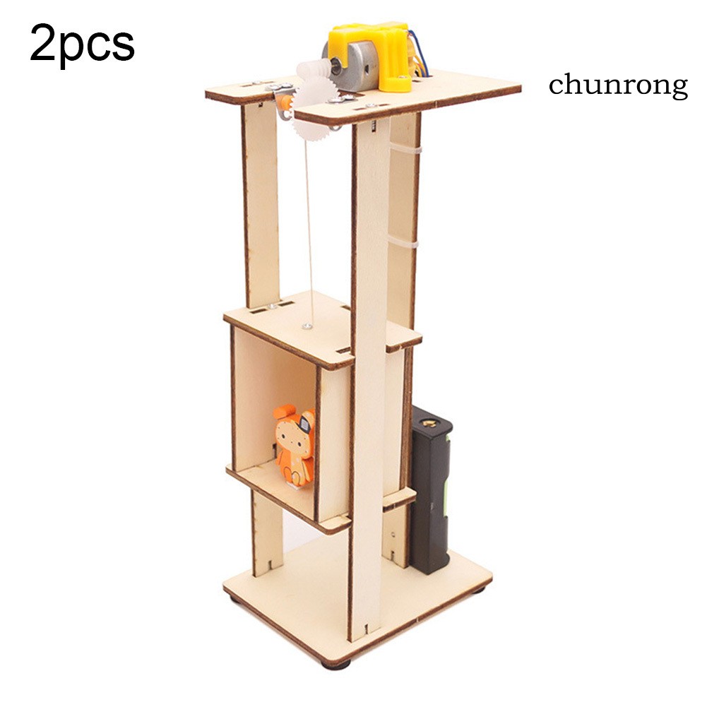CR+2Pcs DIY Assemble Electric Lift Model Science Experiment Education Kids Toy