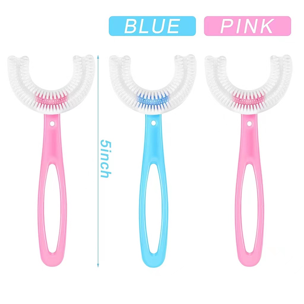 Bàn Chải Đánh Răng Hình Chữ U Xoay 360 Độ Cho Bé 2-12 Tuổi