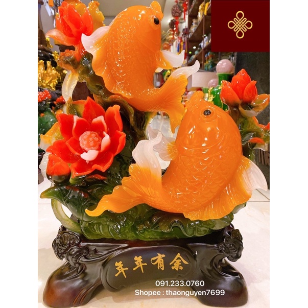Tượng song ngư hiến bảo  phong thuỷ cỡ lớn