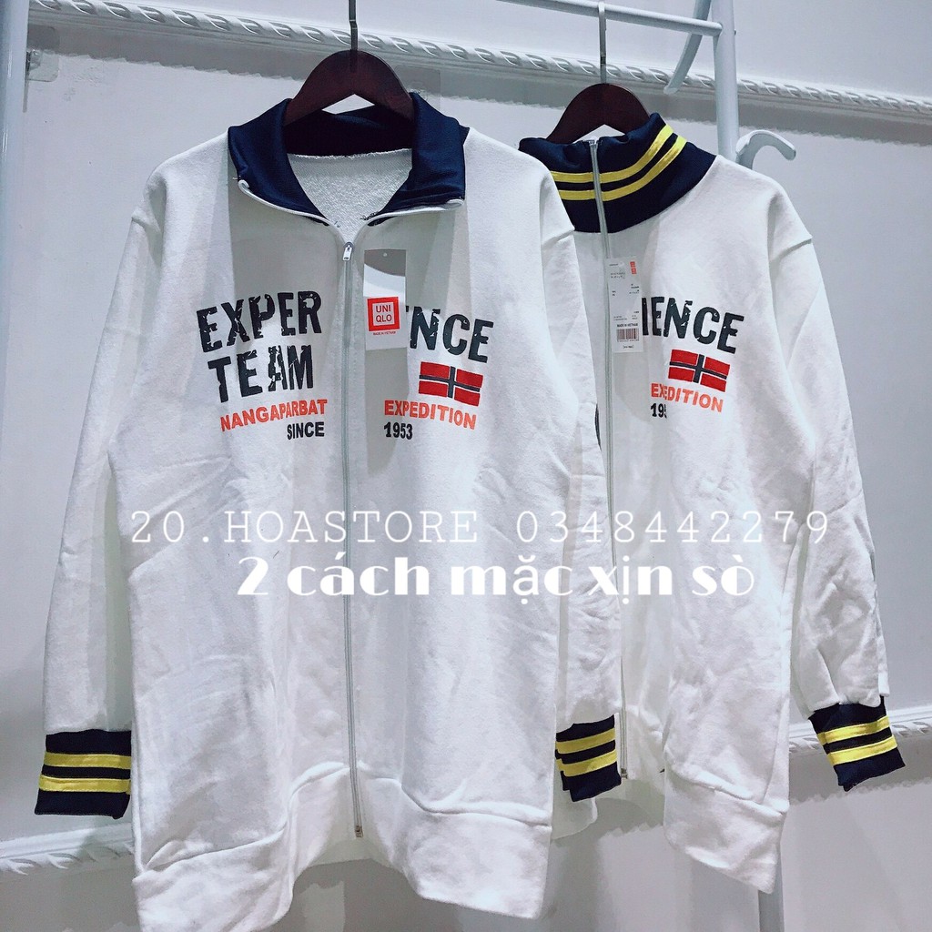 ÁO KHOÁC NỈ NGOẠI TRẮNG MẶC 2 KIỂU - SWEATER EXPEDITION UNISEX