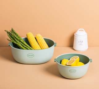 Bộ Chậu Rổ Nhựa PP Đựng Rau Củ Quả 2 Lớp Đa Năng