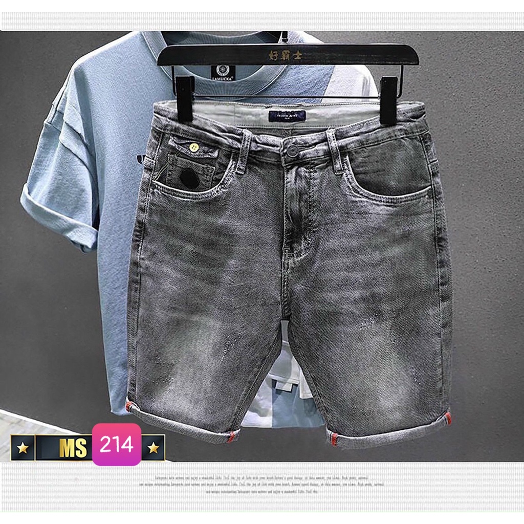 Quần Short Jean, Đùi Rin Nam Đen Xanh Bạc Trơn Co Giãn 4 chiều M308