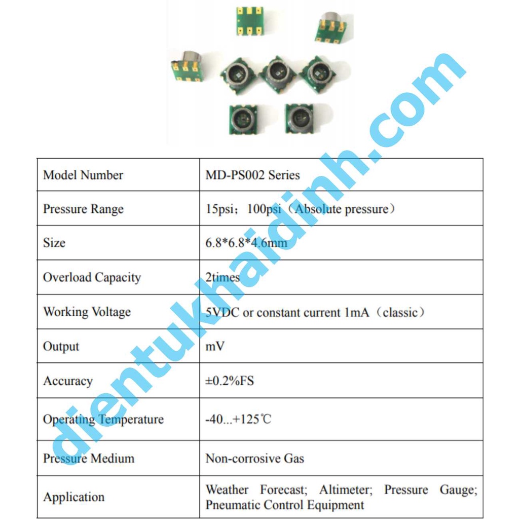 cảm biến áp suất MD-PS002 150KPa, Áp: 5V, 1mA, OUT: analog kde2170