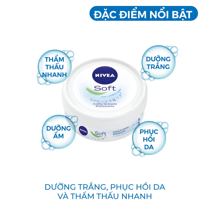 Kem dưỡng ẩm - Kem dưỡng da chuyên sâu NIVEA SOFT giúp làm mềm mịn và cấp ẩm cho da Xuất xứ Đức 200ml