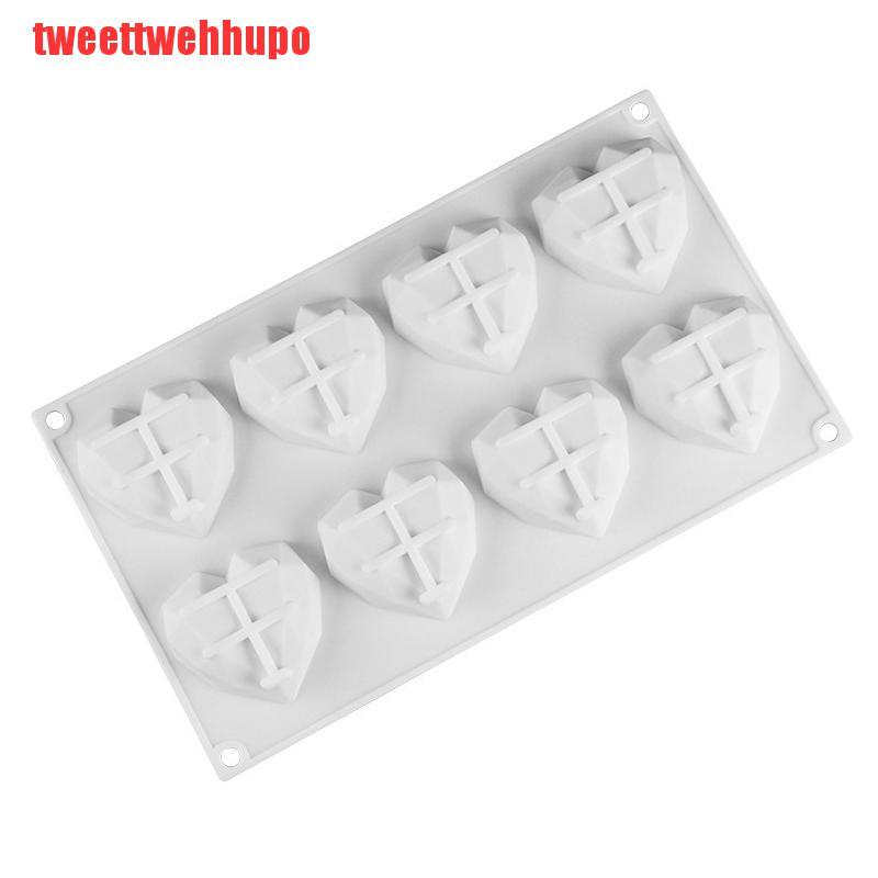 (Hàng Mới Về) Khuôn Silicone Làm Bánh Hình Trái Tim 8 Ngăn Tiện Dụng