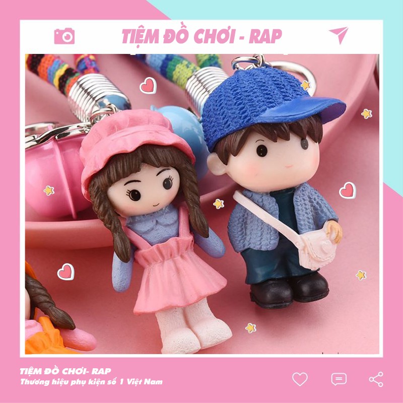 Móc khóa, móc túi đôi cặp nam nũ học sinh dễ thương cute  dùng làm quà tặng, dây treo balo, túi xách, ví cầm tay - Rap