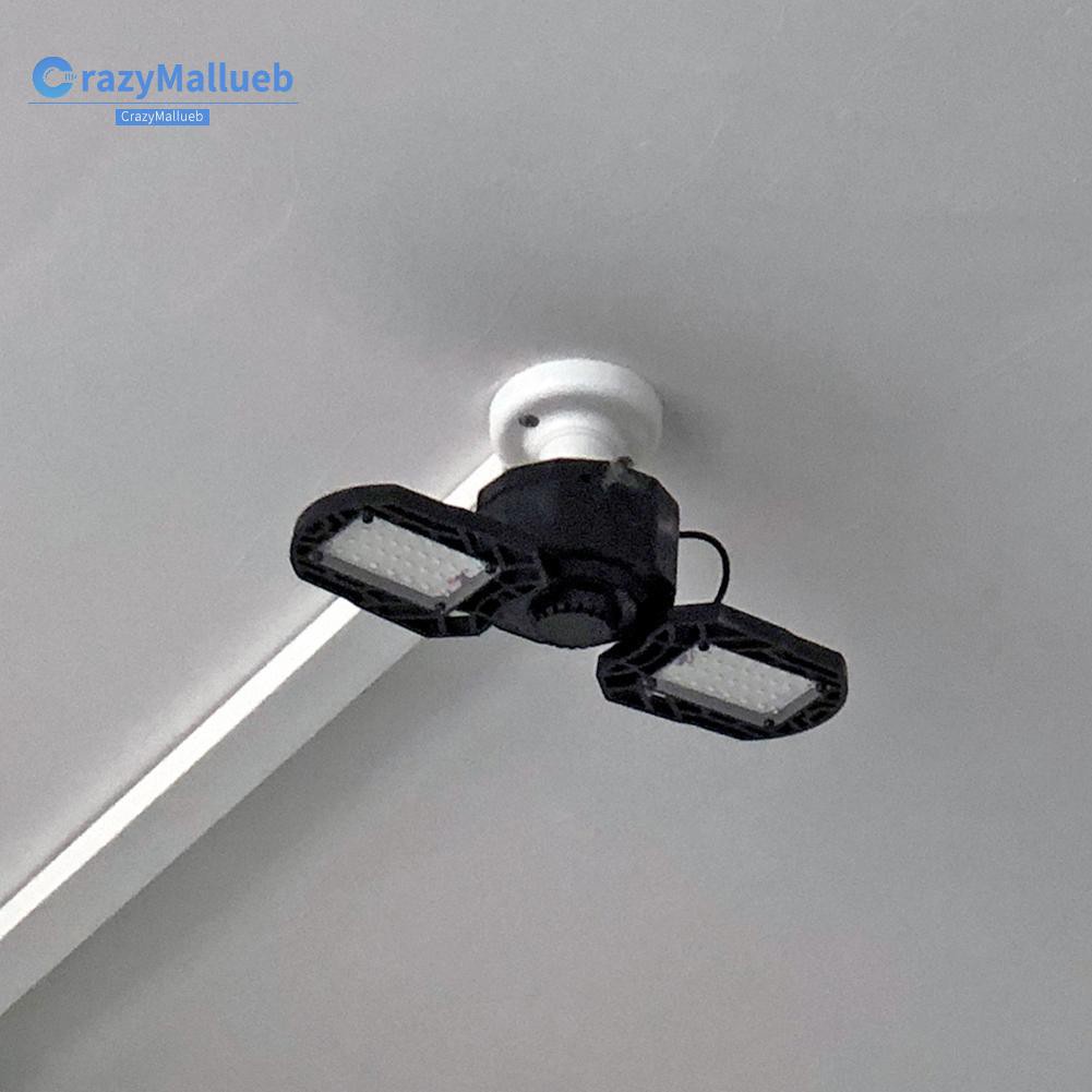 Crazymallueb❤New 360 Degree LED Garage Lights E27 30/40/60/80W Deformable Ceiling Lights 3 Panel Adjustable for Garage