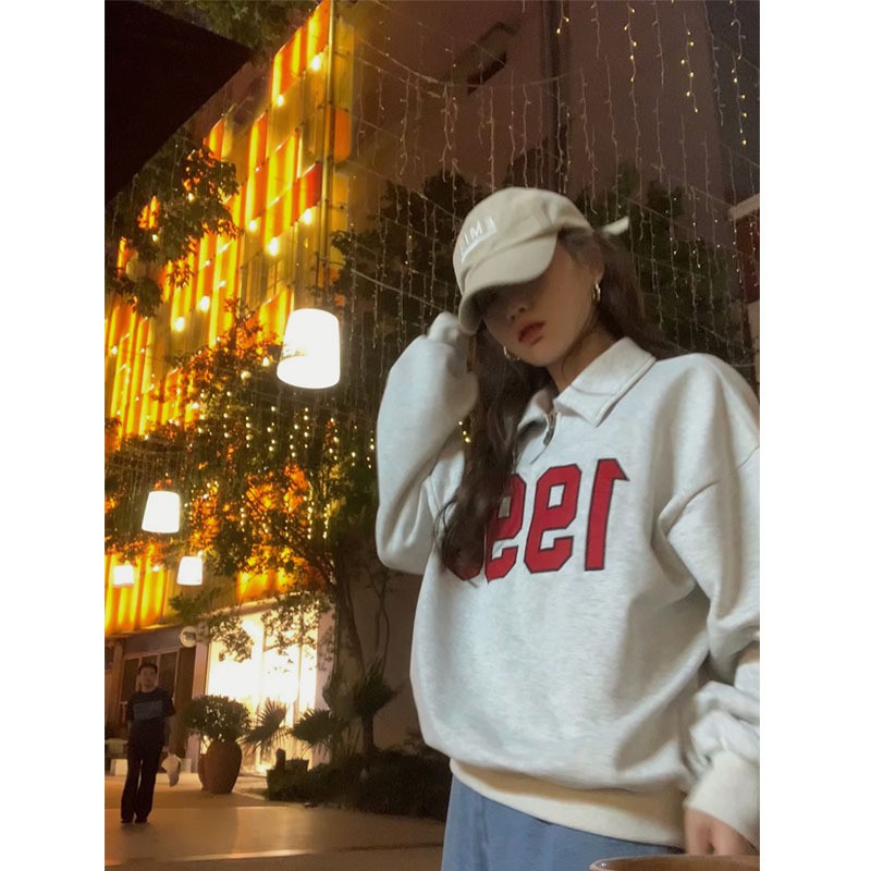Áo sweater họa tiết rồng lửa phong cách Mỹ thời trang thu đông 2021