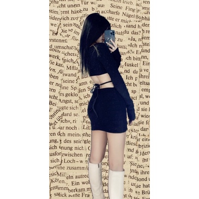 Đầm body hở eo có dây thắt eo