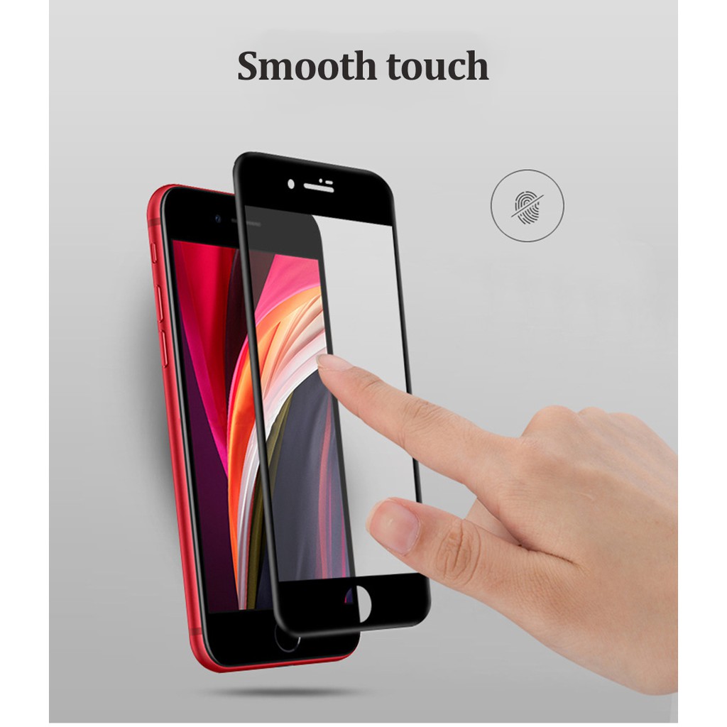 9D Full Coverage Cover Bảo vệ màn hình kính cường lực iPhone SE2 6 7 6s 8 Plus 2020 Đen trắng