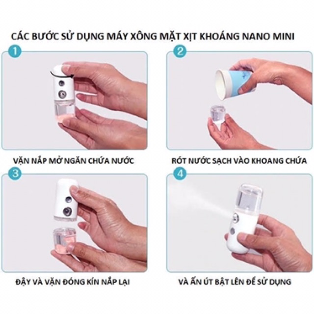Máy Xông Mặt Xịt Khoáng Phun Sương Nano Mini Cầm Tay