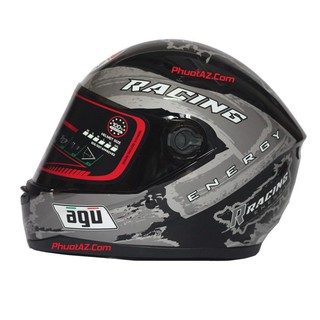 Mũ (NÓN) Bảo Hiểm AGU FULLFACE TEM RACING BẠC