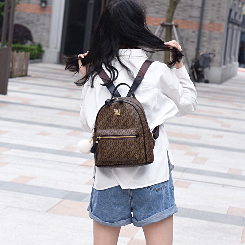 Balo mini nữ, cặp đeo vai họa tiết chữ MK chất vải mềm siêu bền hàng mới về BL005