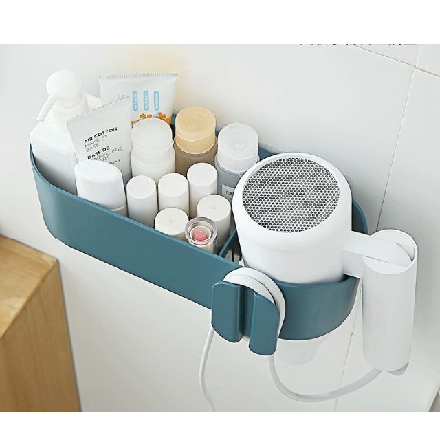Kệ phòng tắm giá treo máy sấy tóc dán tường chất liệu nhựa không cần khoan đục
