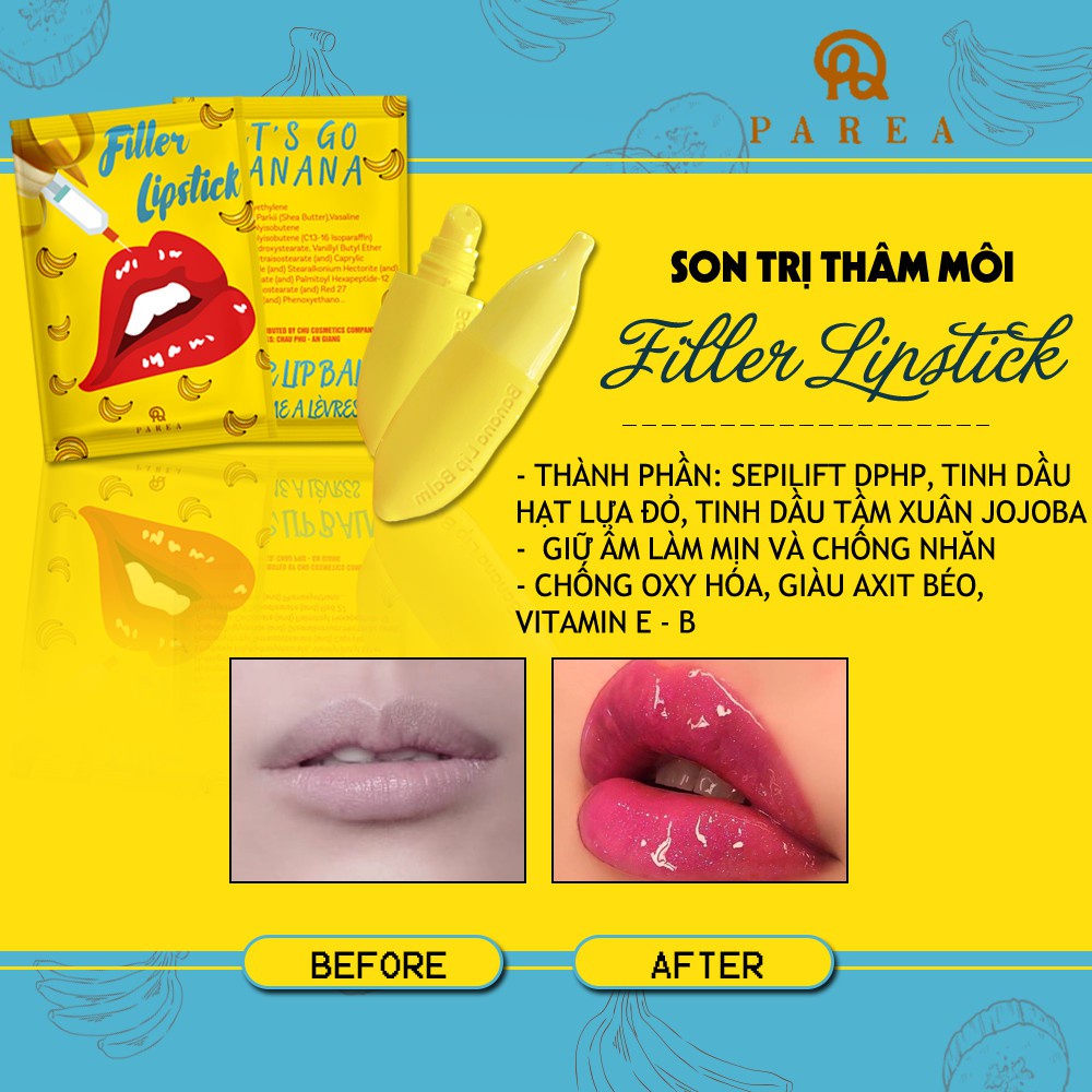 Son Chuối Filler Lipstick Collagen Parea Chính Hãng Giúp Dưỡng Ẩm Khử Thâm Môi Căng Bóng Hồng Hào | BigBuy360 - bigbuy360.vn