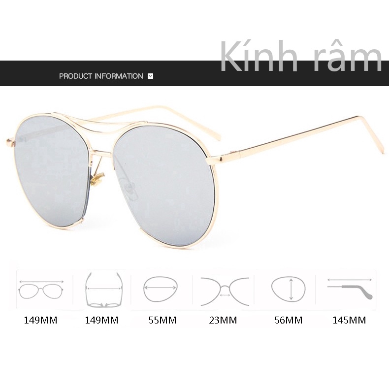 Kính mát gọng tròn phong cách vintage thời trang cho nữ