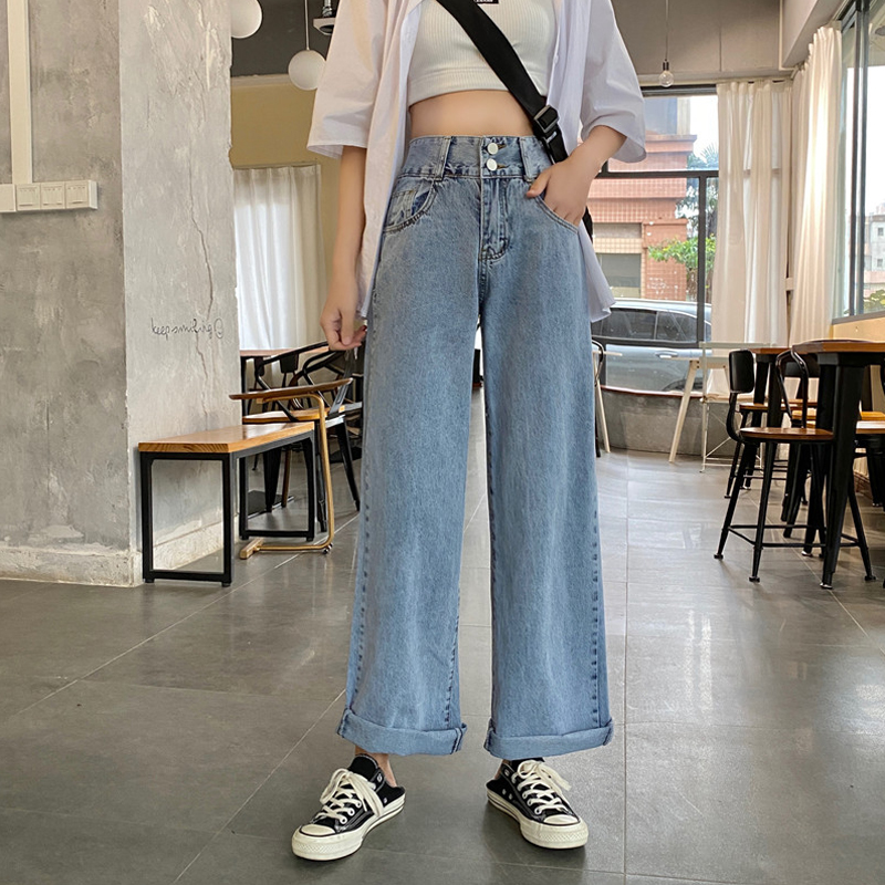 SUXI Quần Jeans Dài Ống Rộng Thời Trang Dành Cho Nữ