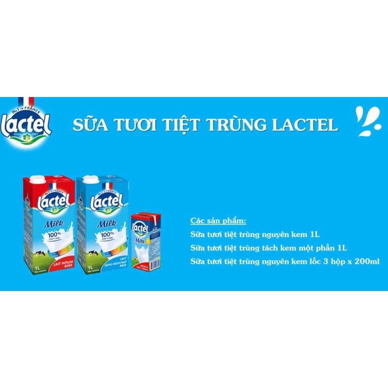 Sữa tươi Lactel hộp 1L date mới