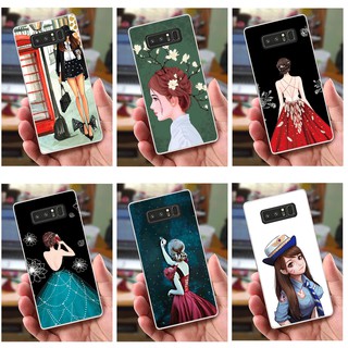 Ốp lưng Samsung Note 8 (dẻo viền trắng trong) - Hình Cô Gái Xinh
