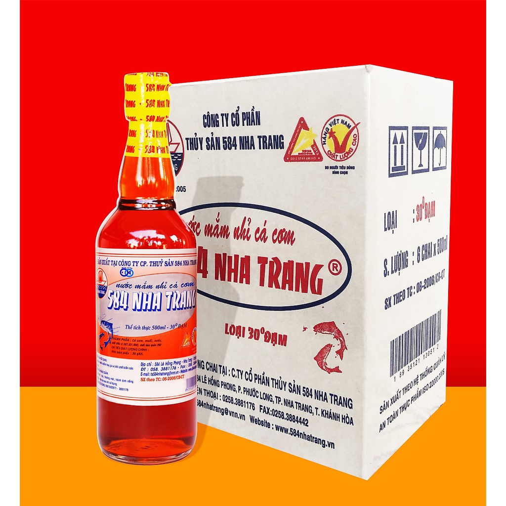 Thùng nước mắm 584 gồm 6 chai 30 độ đạm (500ml/chai). nước mắm nhỉ cá cơm. nước mắm cá cơm truyền thống