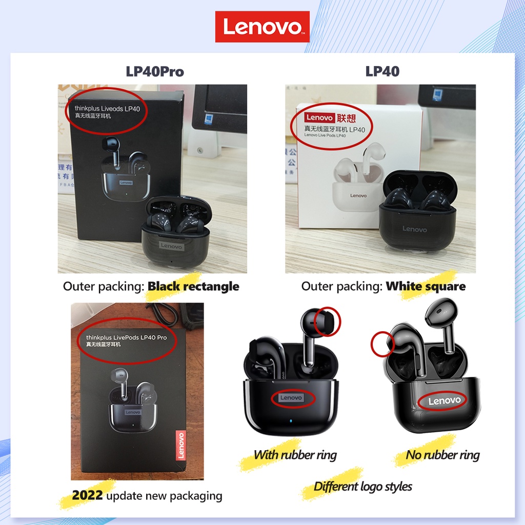 Tai nghe nhét tai không dây Lenovo LP40 Pro LP40 TWS bluetooth 5.0 5.1 HD tích hợp mi cờ rô chống nước IPX5 chống ồn