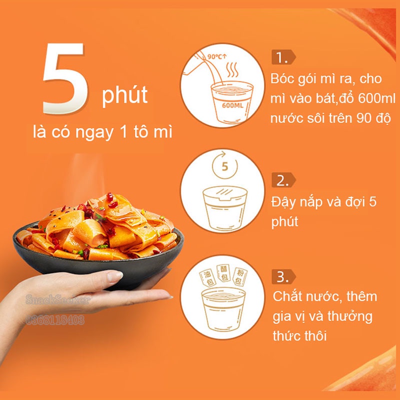 Mì Trộn Dầu chua cay - Snackseeker - Mì, bún, miến, phở ăn liền - Đồ ăn vặt Trung Quốc