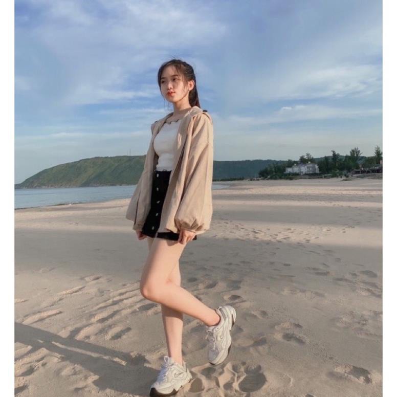 Áo nhung lì tay phồng có mũ dáng rộng, Áo khoác nhung lì kéo khóa tay phồng | BigBuy360 - bigbuy360.vn