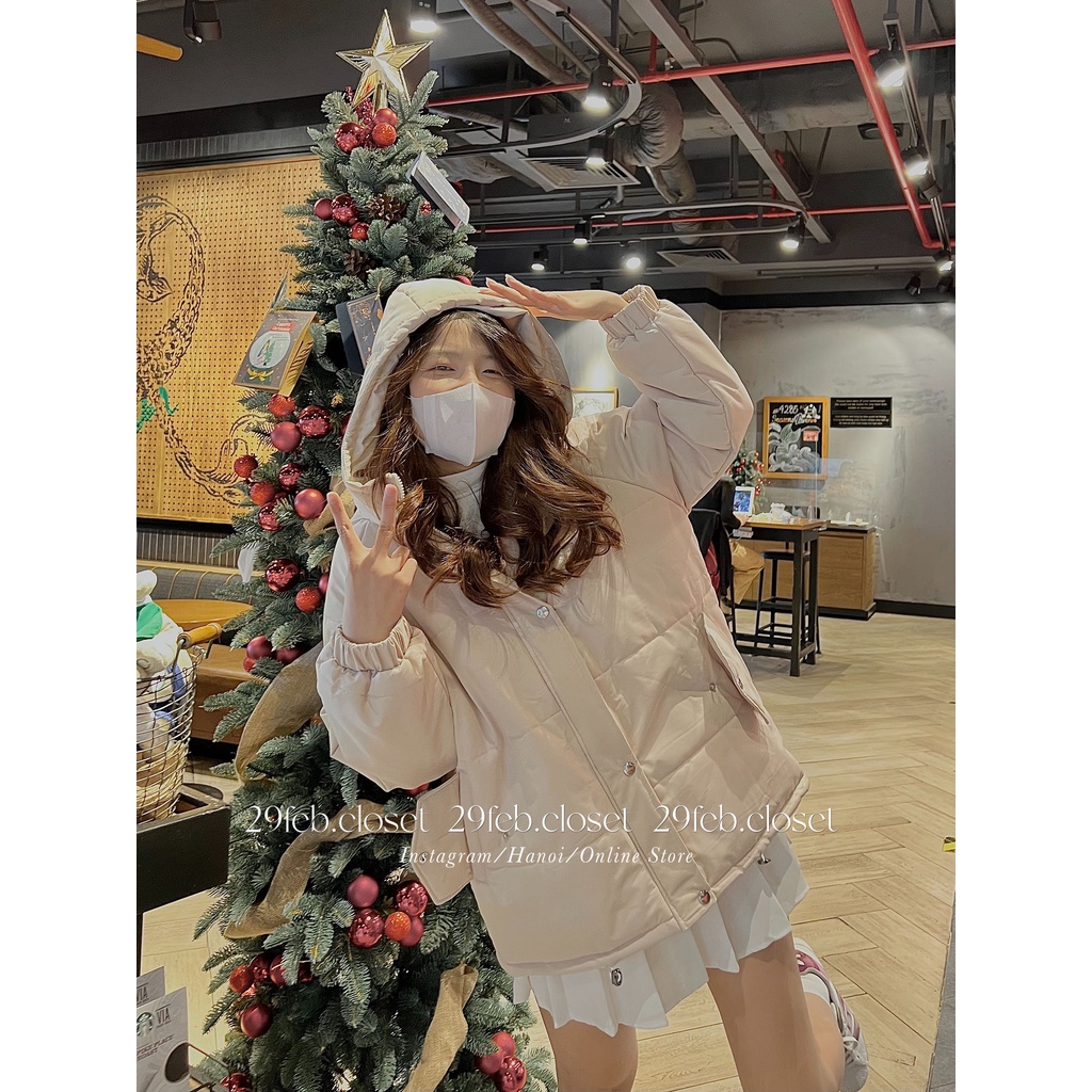[Ảnh thật/Video] Áo khoác phao béo có mũ chất trượt lì - A2 - 29feb.closet | BigBuy360 - bigbuy360.vn
