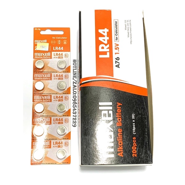 Pin LR44/A76/AG13 Maxell Chính Hãng Vỉ 4 Viên