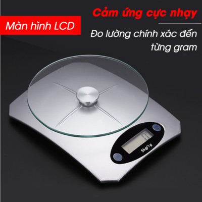 [FREESHIP] Cân Điện Tử Nhà Bếp Mini Mặt Kính Cường Lực 5kg