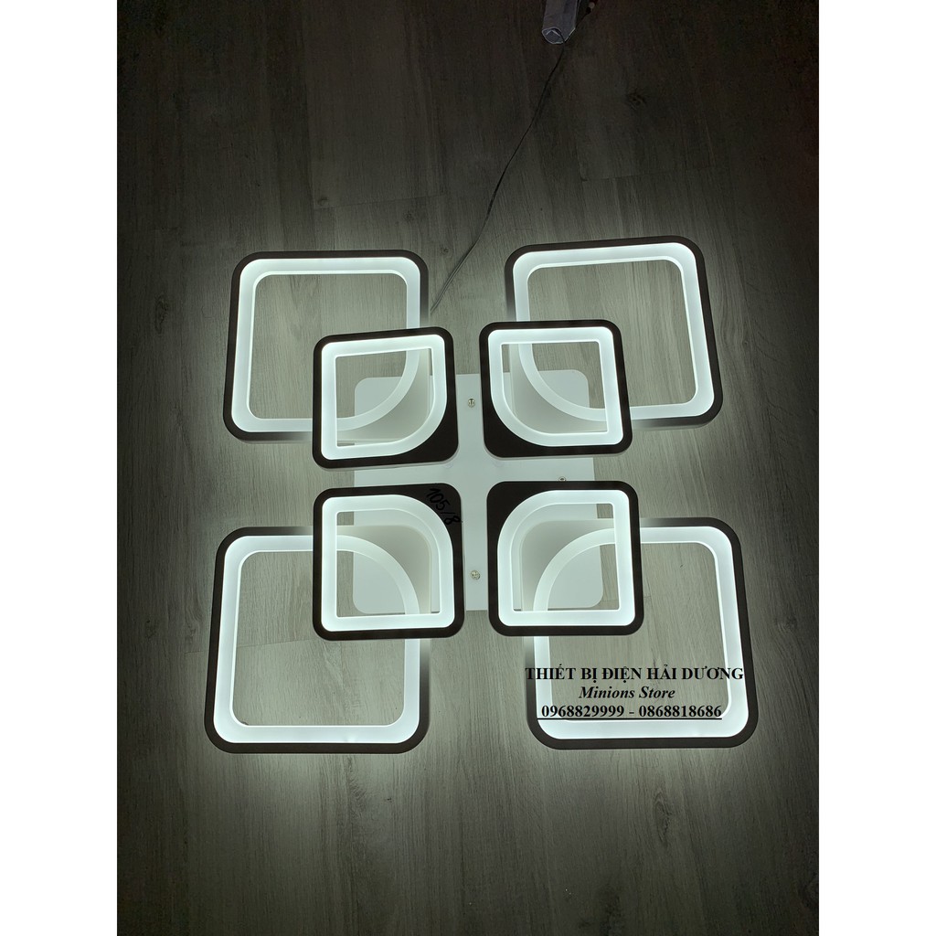 Đèn LED ốp trần Decor 8 Ô vuông NT028 - 3 Chế Độ Ánh Sáng - Tăng Giảm Ánh Sáng - Điều Khiển Từ Xa - Bảo Hành 1 Năm
