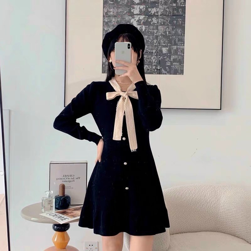 váy len nơ QC cao cấp