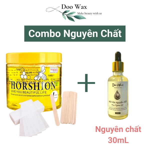 Sáp wax lông mật ong Horshion với mỡ trăn Doo Wax triệt lông tận gốc tặng kèm que gỗ