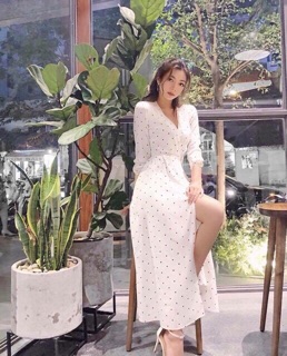 Đầm maxi chấm bi