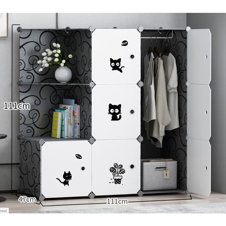 TỦ NHỰA GHÉP 9 Ô THÔNG MINH LOẠI KHỔ LỚN TẶNG THANH TREO ĐỒ