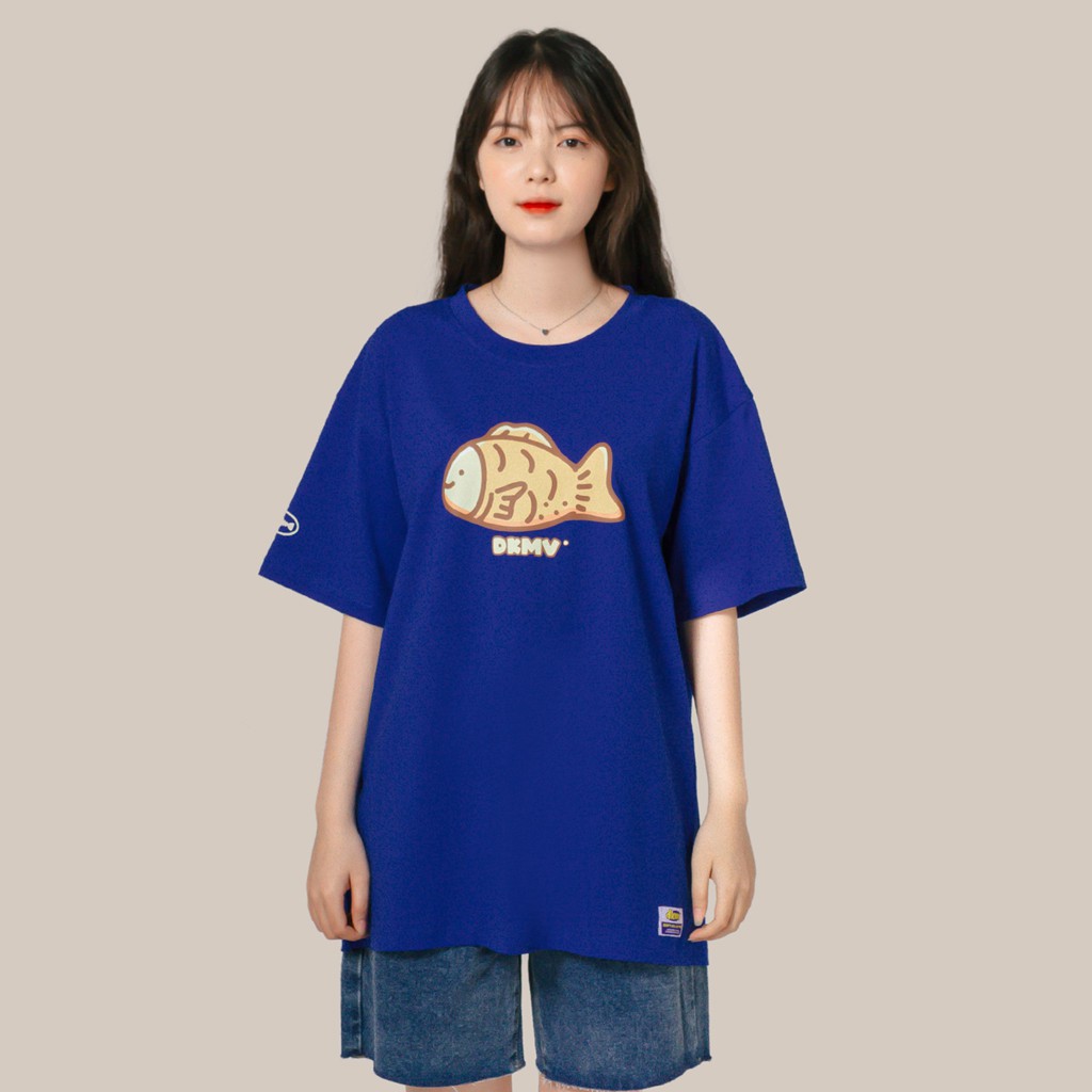 Áo thun nữ form rộng màu xanh Don't Kill My Vibe vải cotton - Fish Cake Tee