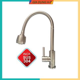Vòi rửa chén lạnh lò xo dẻo 100% inox 304 siêu rẻ