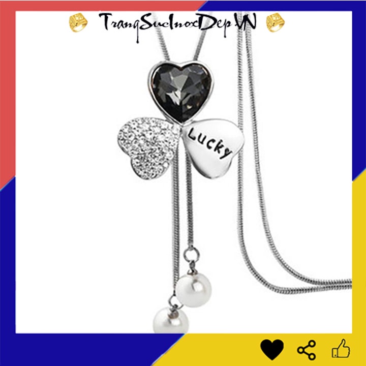 Dây chuyền nữ phong cách Hàn Quốc rớt cỏ 3 lá may mắn kiểu dài siêu đẹp, hợp thời trang, mang phong cách, dễ phối đồ