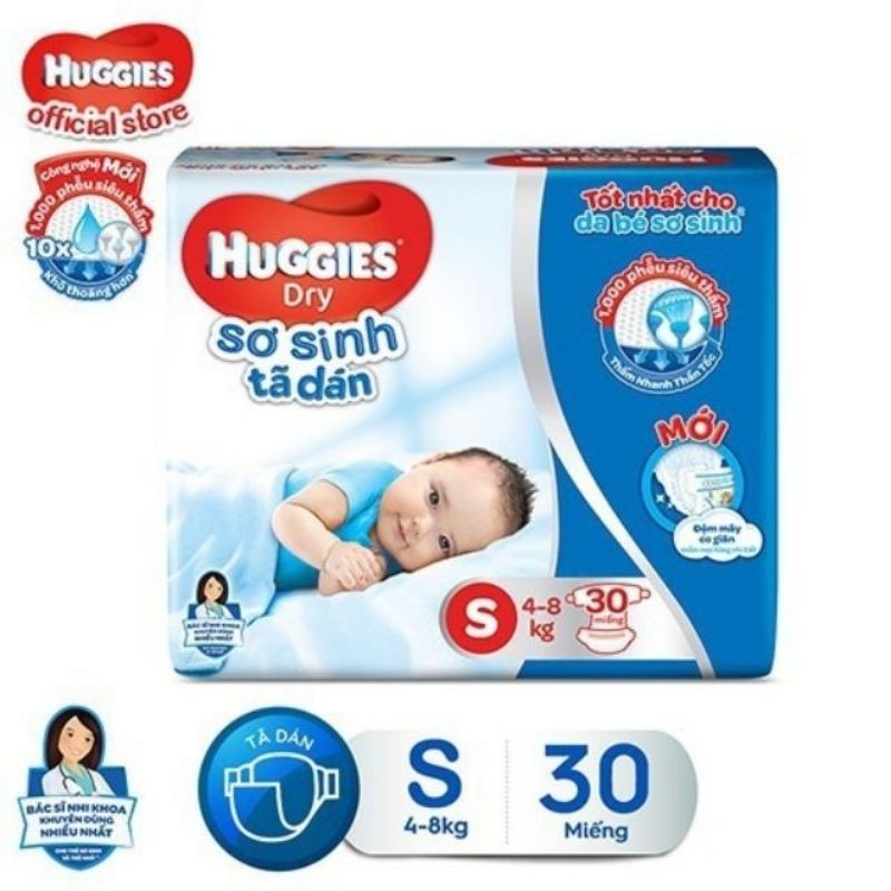 Miếng lót/Tã dán sơ sinh  Huggies NB 74 miếng ,NB1 56 miếng,NB 100 miếng,NB2 40 miếng